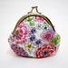 Colorful Flowers Coin Purse - Cotton fabric with silver metal frame