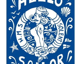 Hello Sailor , a saucy, slightly retro, nautical print