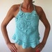 Girls summer handmade turquoise tank top crochet unique & new