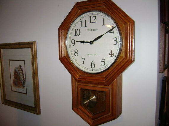 Items similar to Sterling & Noble Chiming Regulator Wall Clock with