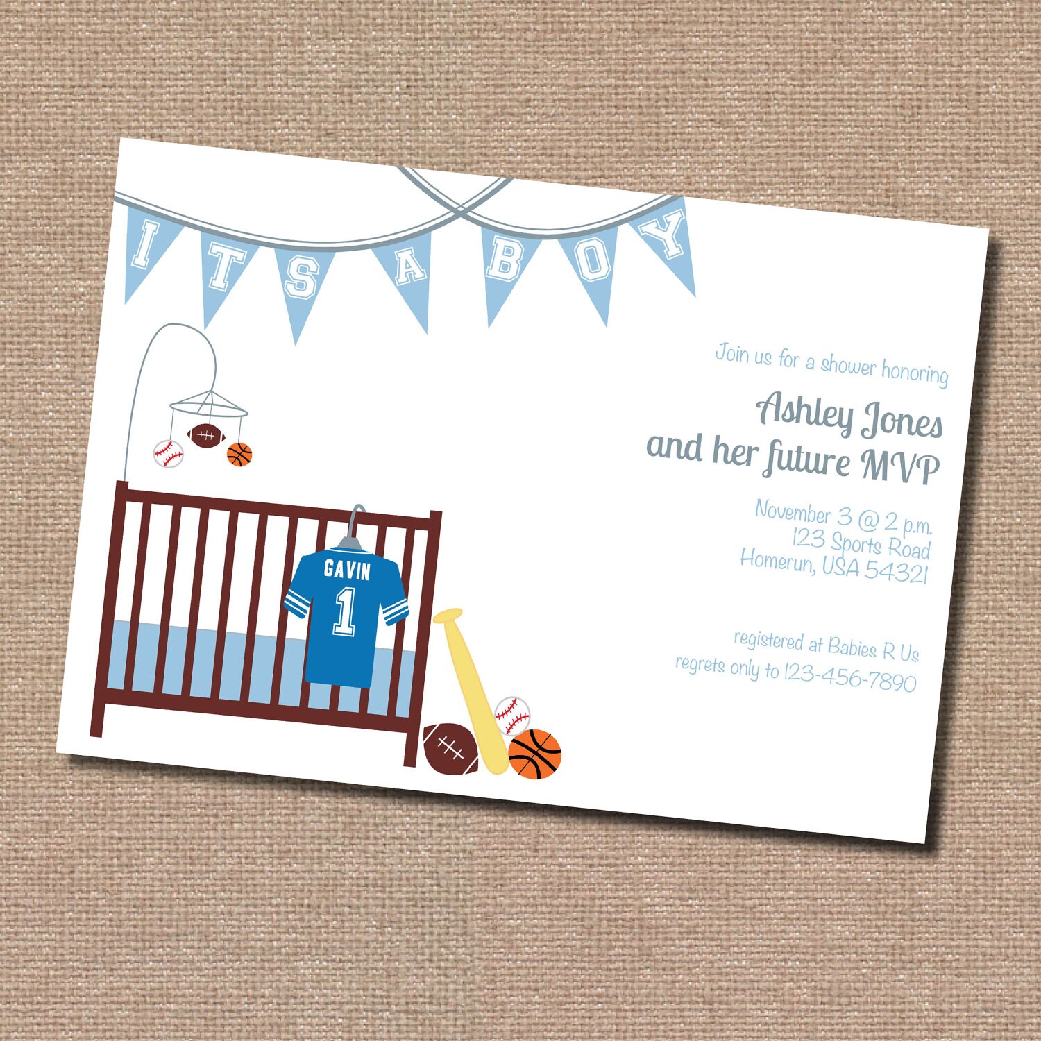 Sports Themed Baby Shower Invitations 8