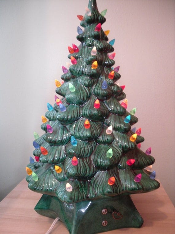 Vintage Ceramic Christmas Tree 19 Lighted Music Box