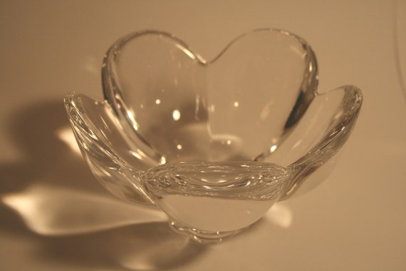 Orrefors Sweden Clear Crystal Flower Candle Holder