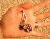 SALES! Sea shell Pendant, Golden Chinese Crystal, Bohemian Chic, 12/24