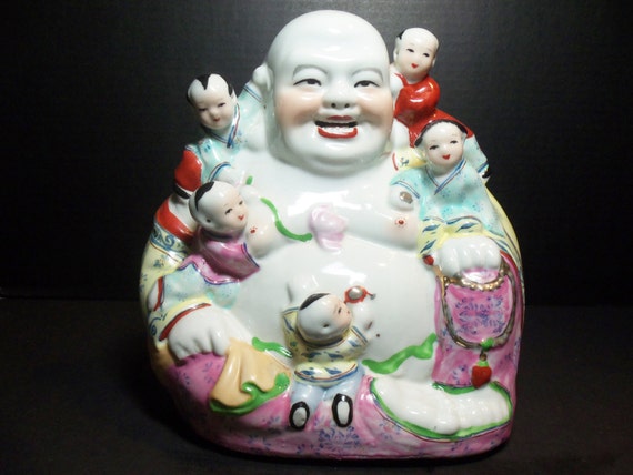 Buddha Statue Laughing Buddha with Children by TheVintagePorch