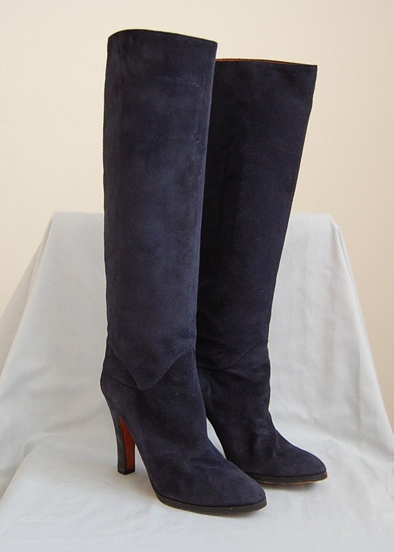navy blue tall boots