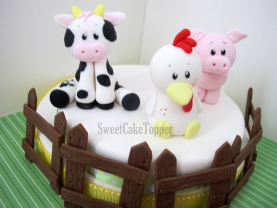 Reserved for Ms. Jennifer Farm Animal Fondant Cake Topper