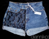 Items Similar To ANY SIZE Vintage High Waisted Denim Shorts With Black ...