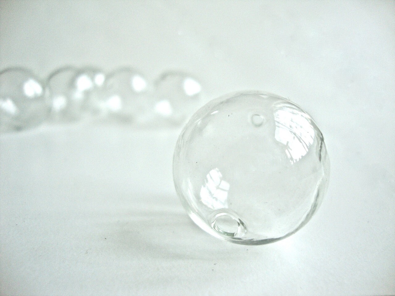SALE 10 pcs Handblown Hollow Glass Beads Round Clear Blown