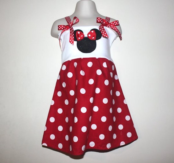 Red Minnie Mouse Dress and Hair Bow Set by SweetberryBoutique