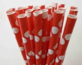 Red Paper Straws (25) RED Paper Straws Red Polka Dot Paper Straws: Valentine's Day Party, Diy Flags Il_170x135