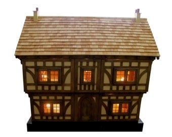 Dolls house, Tudor dolls house, Period property, 12th scale quality wooden dolls house, reclaimed oak, carpentry.