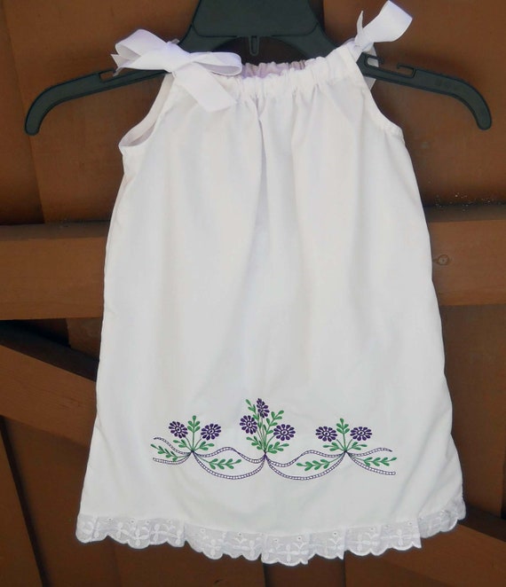 Girls Pillow Case Dress with Floral Embroidery Il_570xn