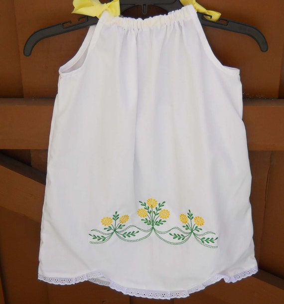 Girls Pillow Case Dress with Floral Embroidery Il_570xn