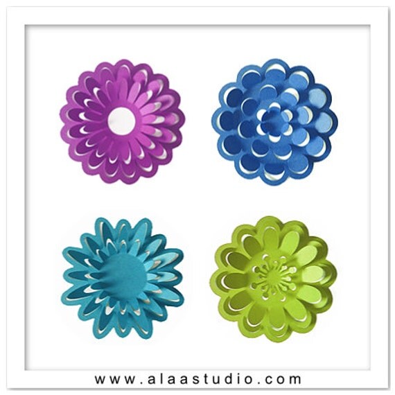 Download 3D Pop out flowers cutting files templates in SVG DXF PDF