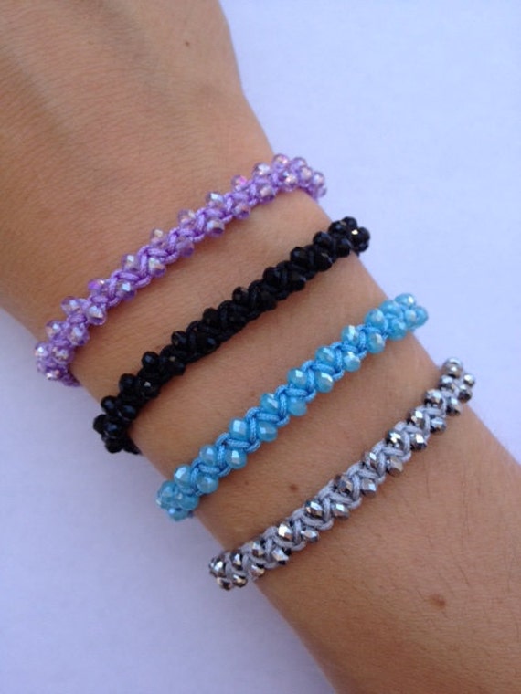 Faceted Rondelle Crystal Glass Bead Friendship Bracelet