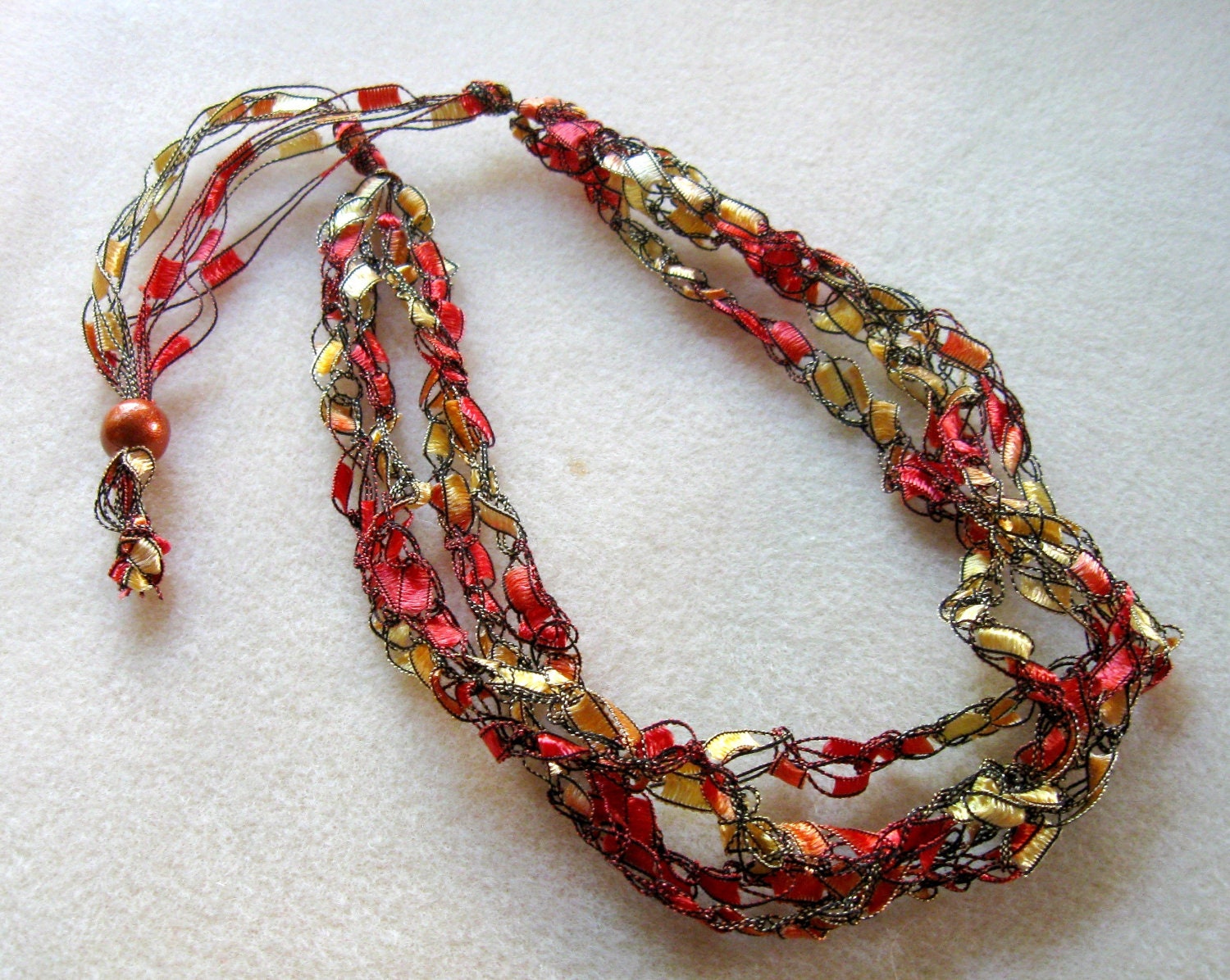 Trellis Necklace Fiber Jewelry Crocheted Necklace Ladder