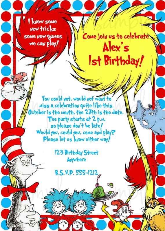 Dr Suess Birthday Invitations 3