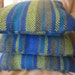SALE 3 hand woven WOOL accent throw PILLOWS stripes lime green turquoise royal blue olive green 15 x 16