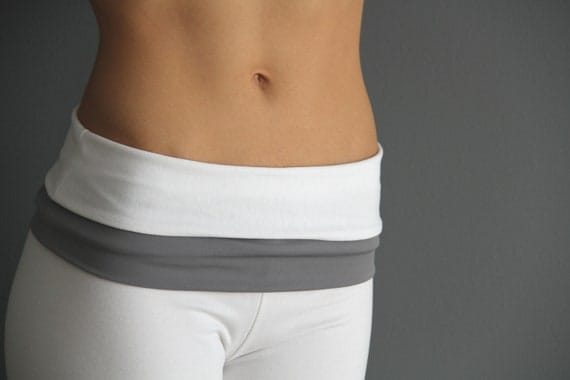 yoga pants with bended grey belt