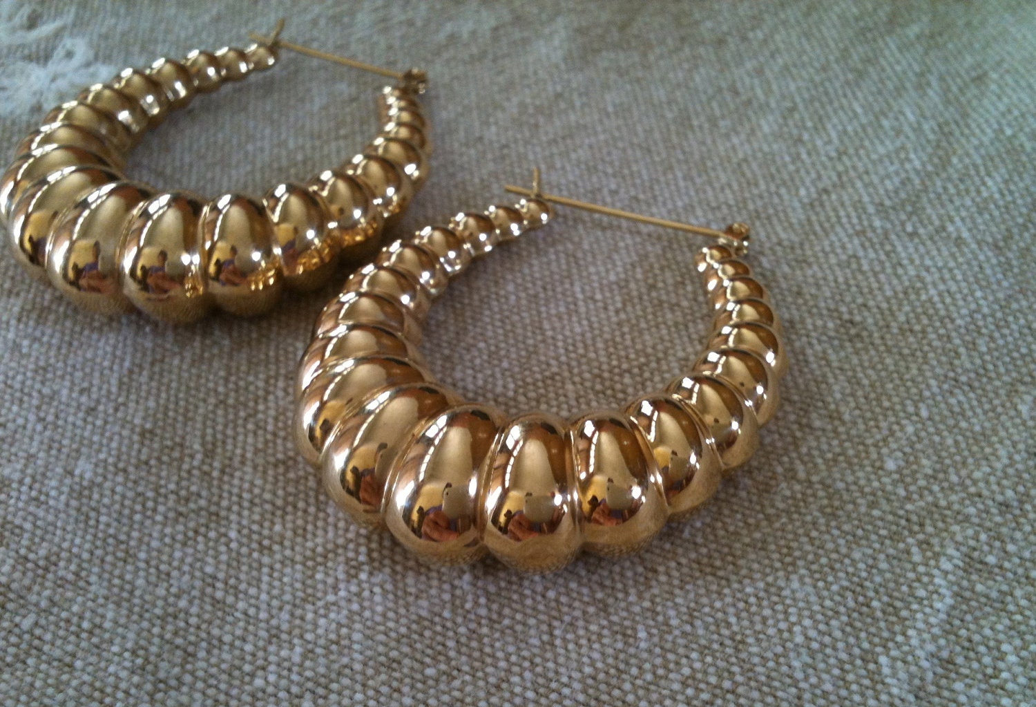 vintage gold shrimp earrings