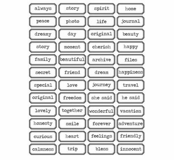 Words Digital printable collage sheet ATC background
