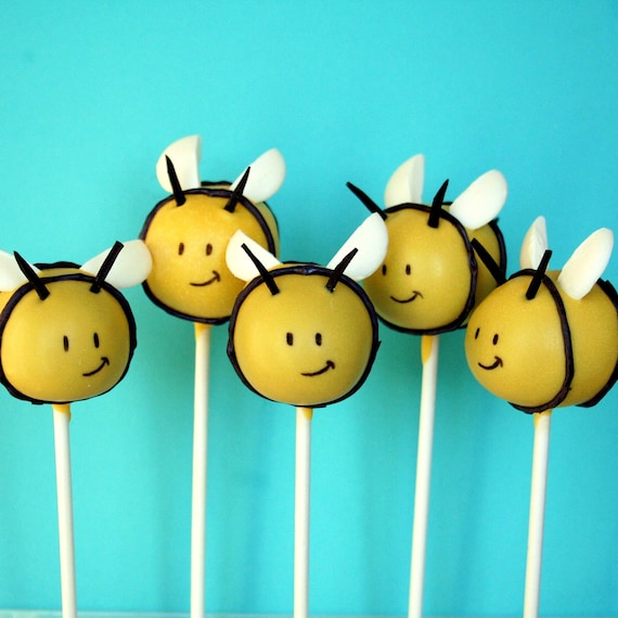 12 Busy Bee or Baby Bee Cake Pops - for baby shower, mom-to-bee, party favor, birthday, gender reveal, new mom gift, Winnie the Pooh theme