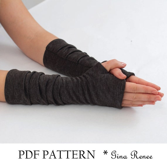 Fingerless Gloves Pattern with Pleats. PDF Glove Sewing