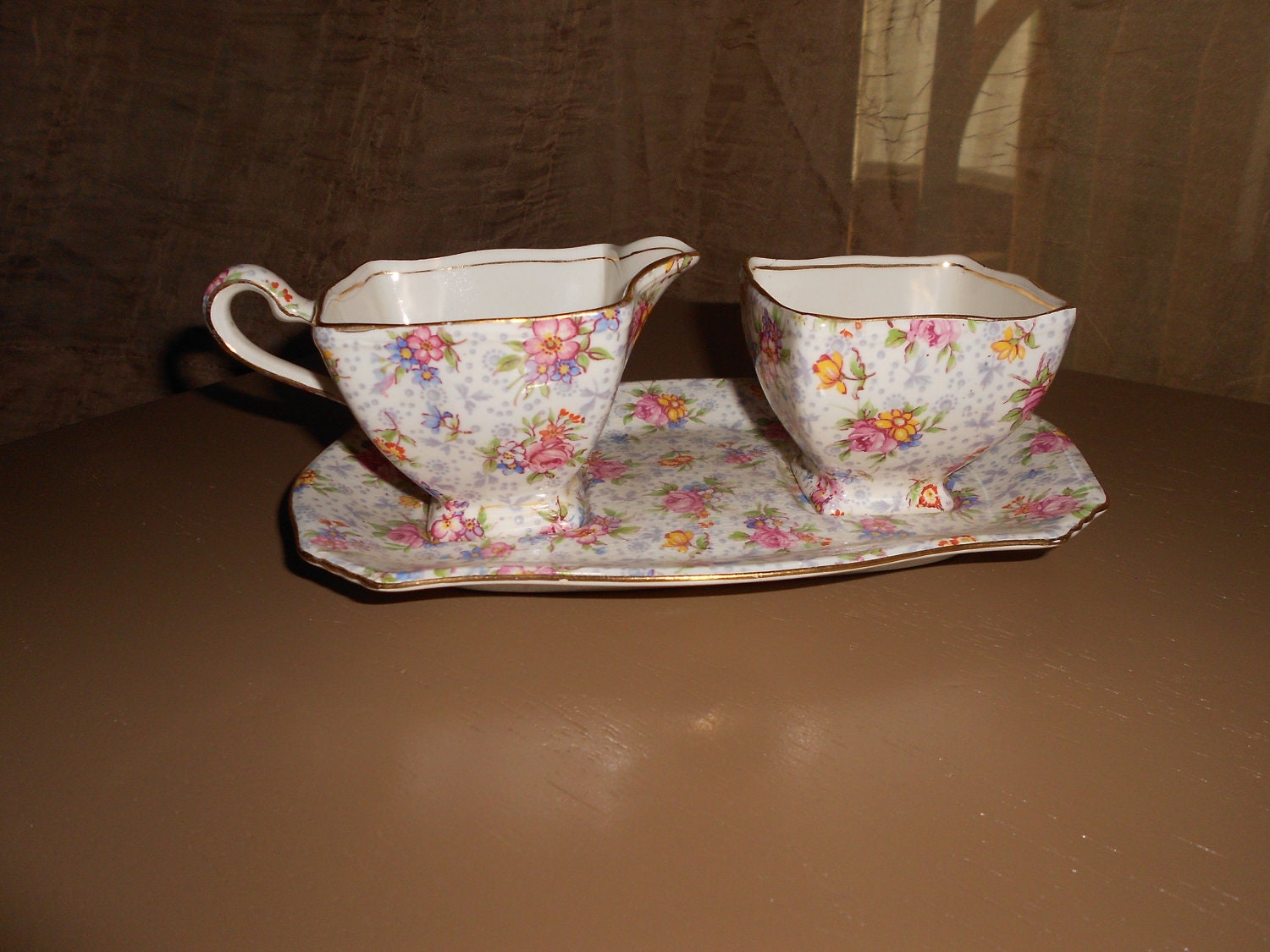 VINTAGE Sugar and Creamer Set ANTIQUE Royal Winton China