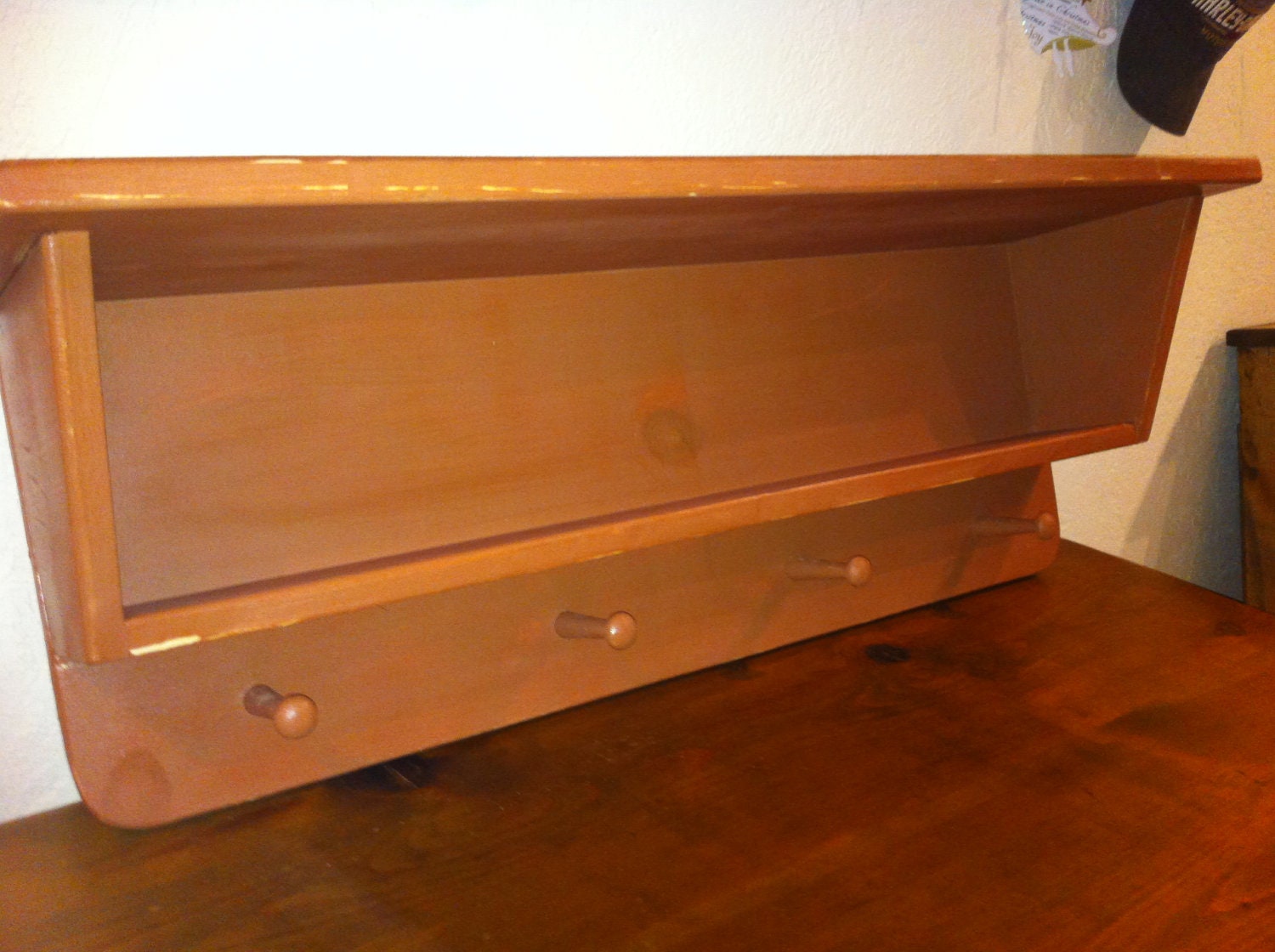 Primitive Wall Shelf with Pegs by TheOldWoodShed on Etsy