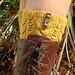 Cabled Ragweed' Metal Accent Cable-Knit Mustard Colored Boot Cuff / Boot Socks Upcycled - Recycled Handmade