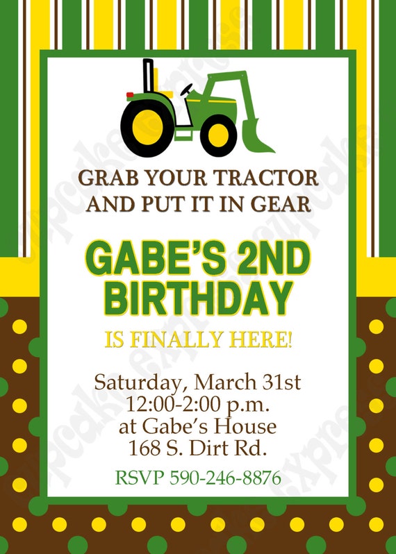 Homemade Tractor 2 Birthday Invitations 3