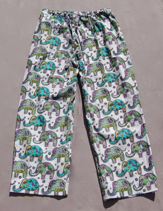 MEDIUM/LARGE Elephant print pajama pants by HausOfBeebs on Etsy