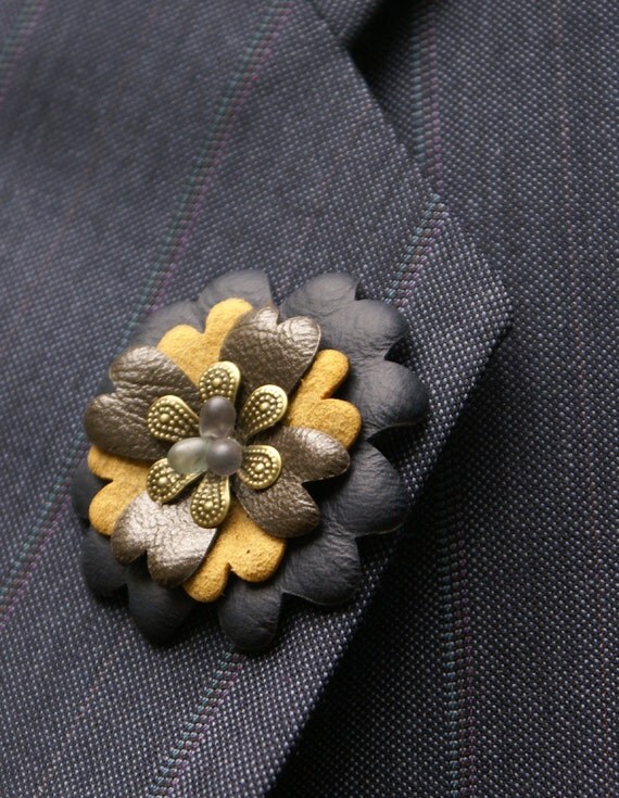 Lapel flower Mag TAK lapel pin handmade Layered