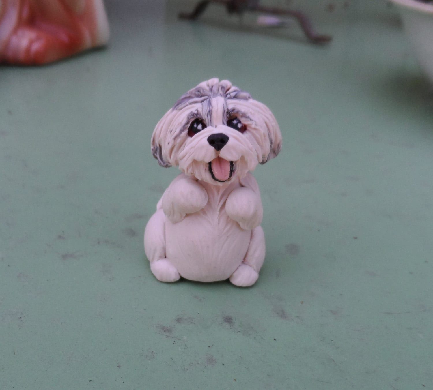 Shih Tzu Figurine Hand Sculpted polymer clay by Raquel by theWRC