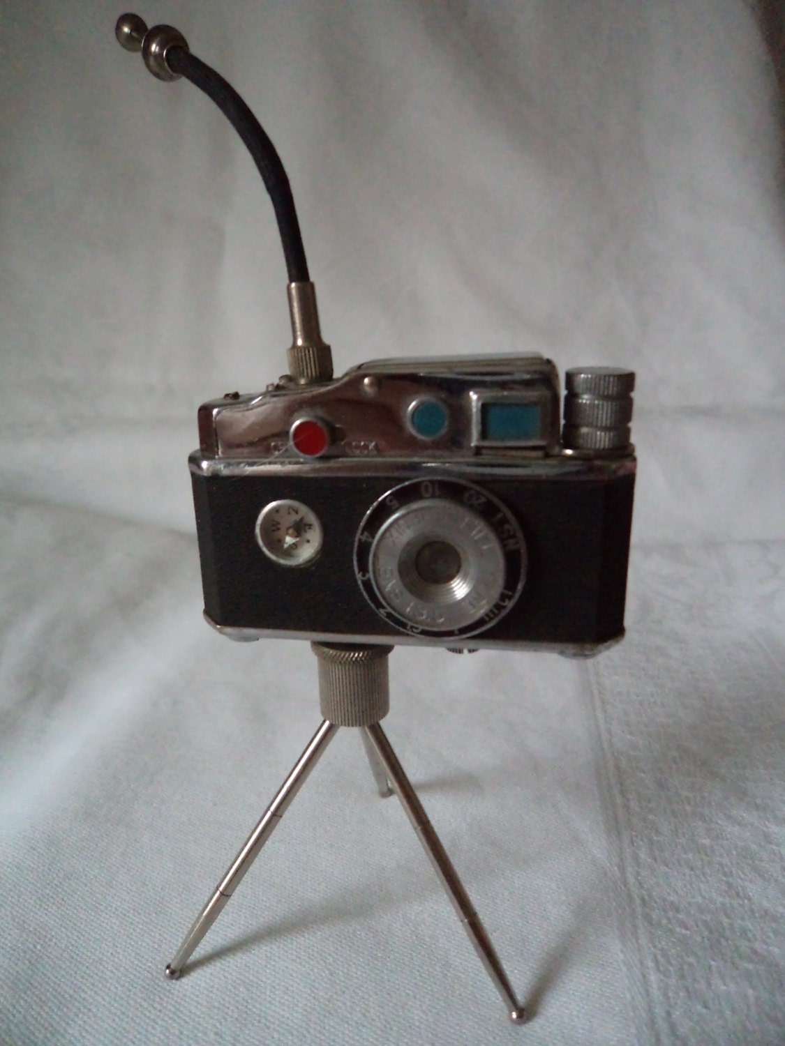 Vintage Novelty Camera Lighter 1950s with Tripod marked PHENIX