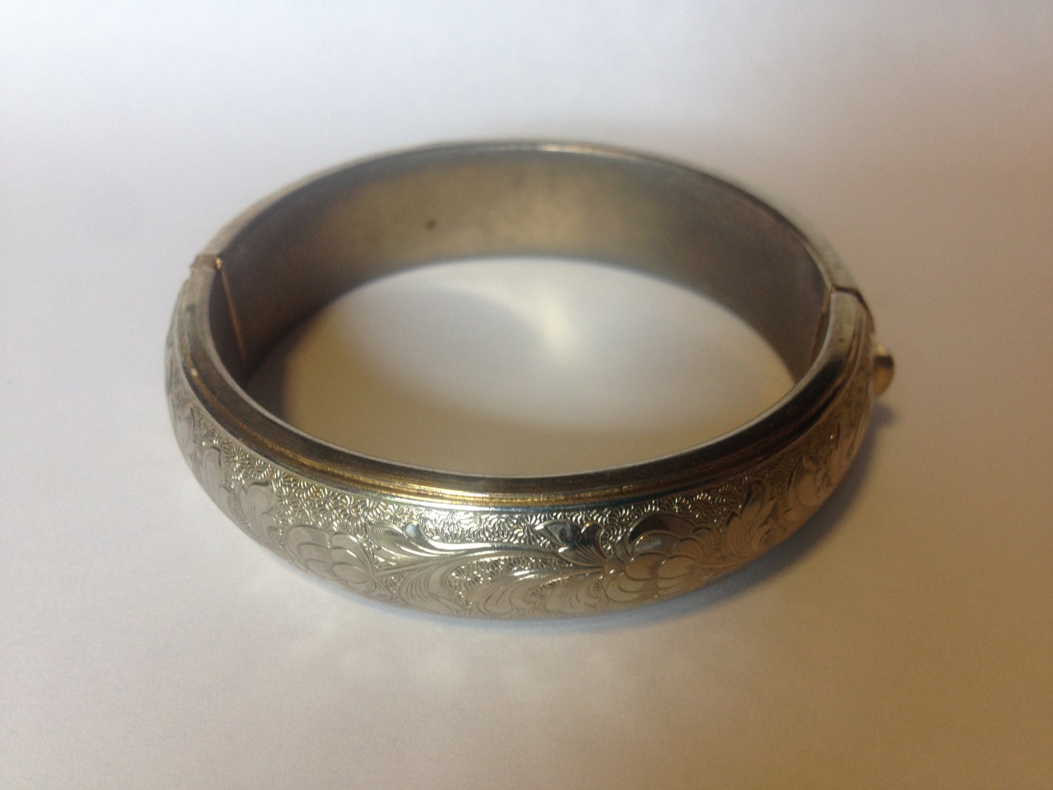Elegantly Embossed Vintage Silver Bracelet