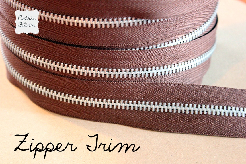 BROWN Zipper by the Yard 3 YARDS zipper flowers sewing