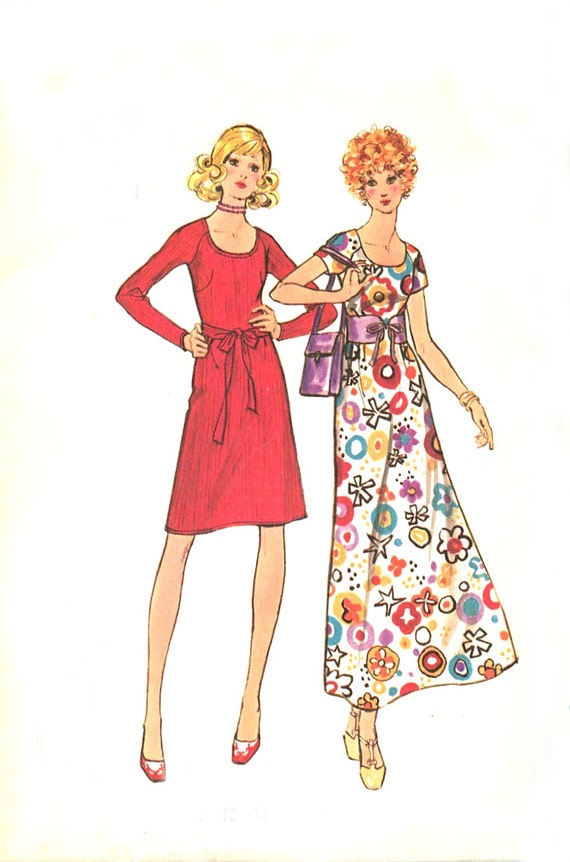 Retro 70s Scoop Neck Dress Pattern Butterick By Treazureddesignz