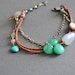 RESERVED for Maria. Sleeping Beauty Turquoise Moonstone & Chrysoprase Sterling Silver Leather Bracelet
