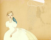 Parrot Girl art print of original drawing