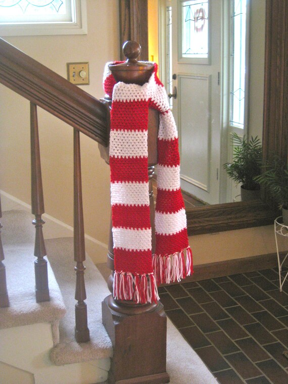 Christmas Scarf Red and White Striped Scarf Christmas