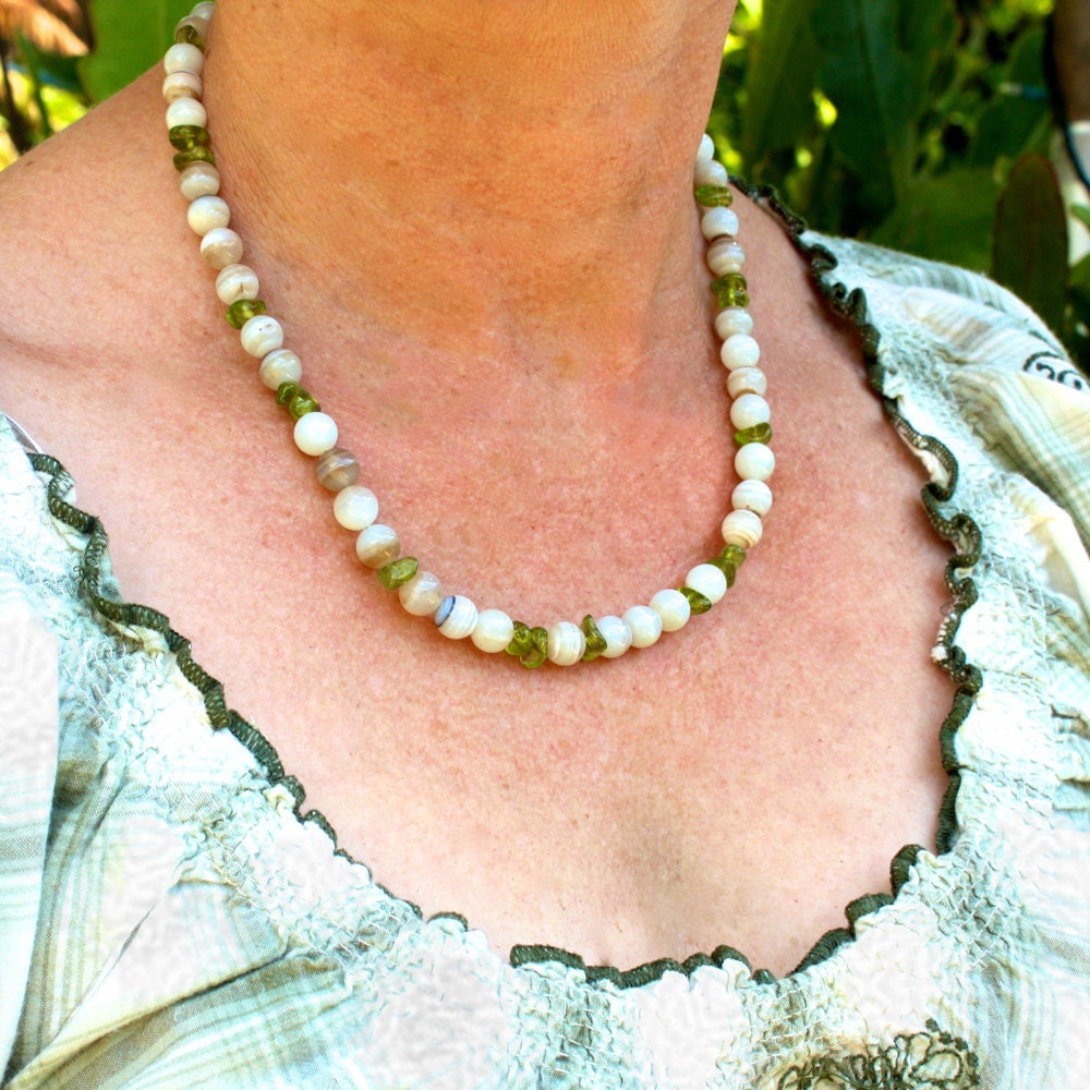 Sardonyx & Peridot Necklace August Birthstone Necklace Semi