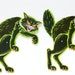 ON SALE 2 Vintage Beistle Scratch Cats Large Die - Cut Scary Jointed Black Cats Halloween Decorations USA
