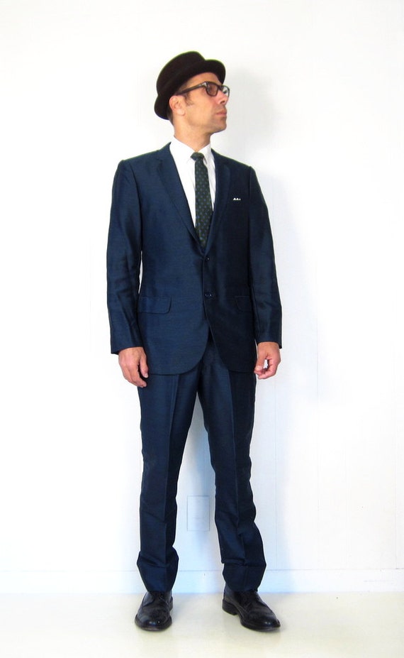 Men's Suits 1960S - 1960s Style Men's Clothing / 1960s blue sharkskin ... 1960s Mens Suits