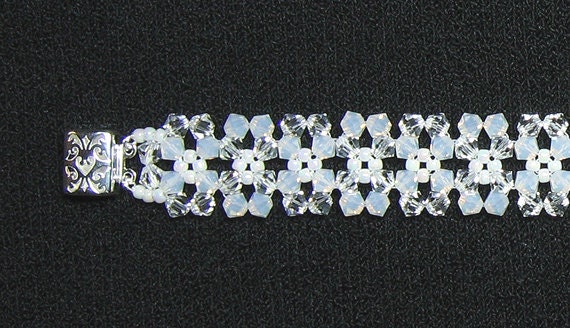 White opal crystal snowflake bracelet