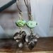 Blue Turquoise Picasso Beaded Earrings with Vintaj Leaves