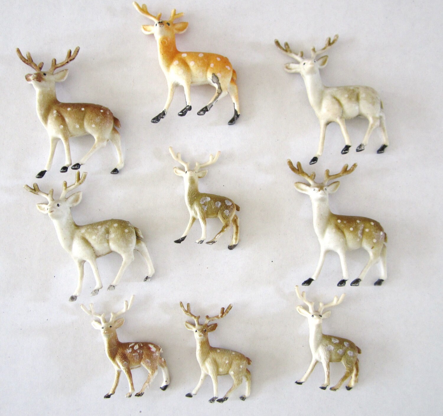 Vintage Reindeer Plastic Figurines