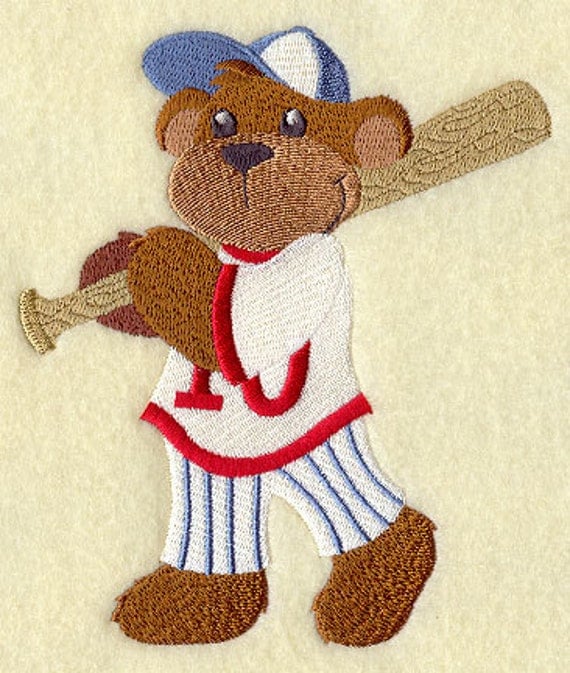 Baseball Bear Embroidered Terry Kitchen Towel Bathroom Hand
