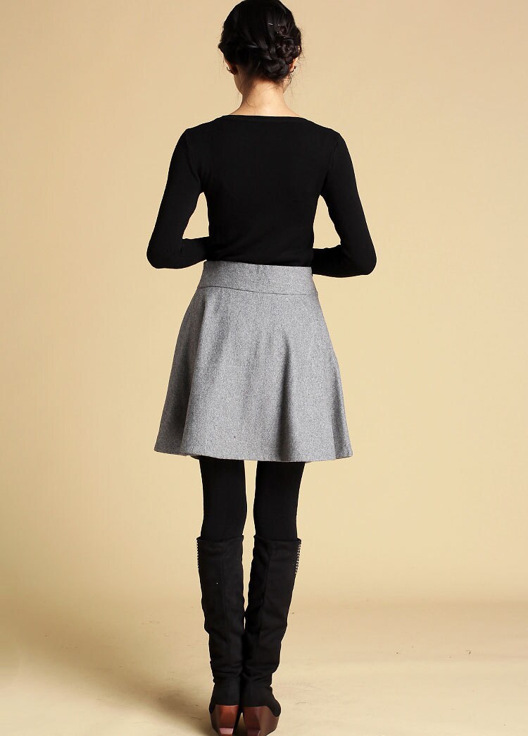 short skirt grey skirt A line skirt swing skirt high